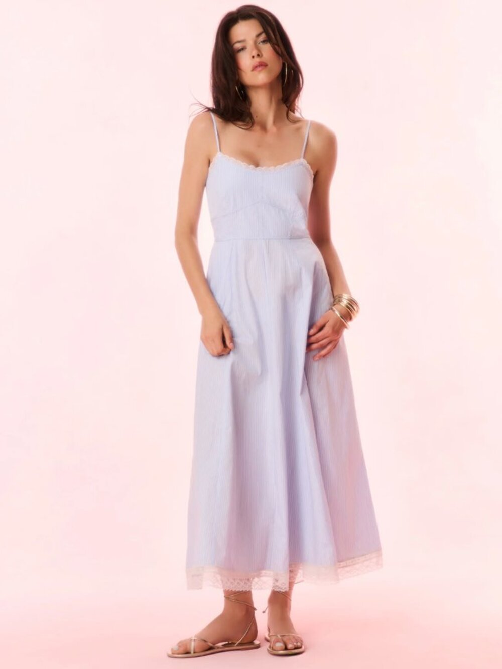 LoveShackFancy Sandara Dress in Sky Lagoon Size M